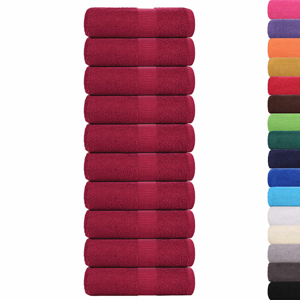 Vidaxl guest towels 10 pcs 30x50 cm 360 g m² 100% cotton burgundy red