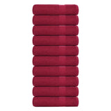 Vidaxl brisače 10 St 50x100 cm 360 g m² 100% bombažni burgundijski rdeč