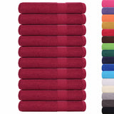 Vidaxl towels 10 pcs 100x200 cm 360 g m² 100% cotton burgundy red