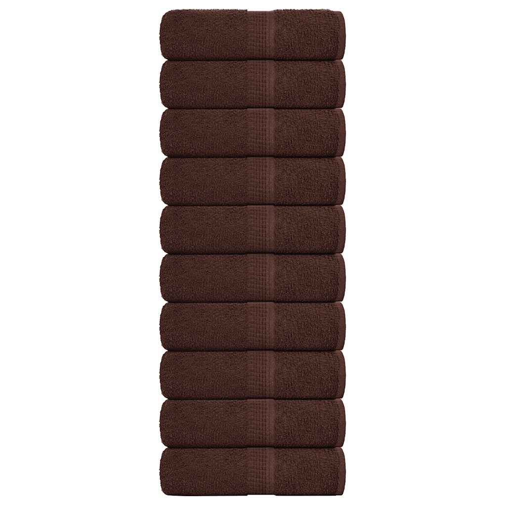 Vidaxl gostujoči brisanje 10 psov 30x50 cm 360 g m² 100% bombažne rjave barve