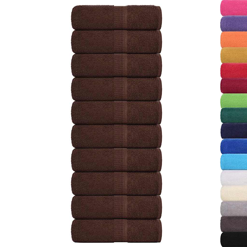 Vidaxl gostujoči brisanje 10 psov 30x50 cm 360 g m² 100% bombažne rjave barve