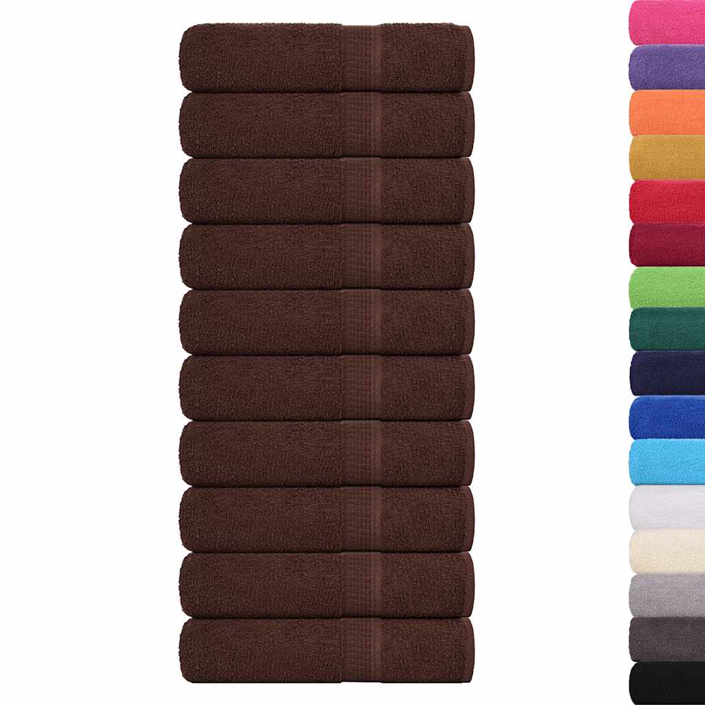 Serviettes de douche vidaxl 10 st 70x140 cm 360 g m² 100% coton brun