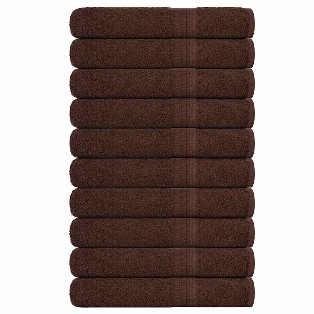Vidaxl towels 10 pcs 100x200 cm 360 g m² 100% cotton brown