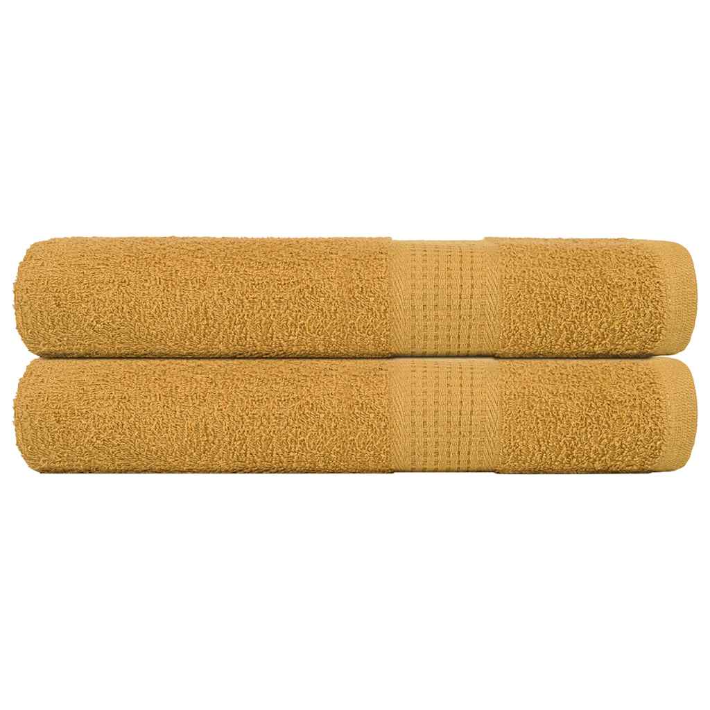 Vidaxl -håndklær 2 stk 100x200 cm 360 g m² 100% bomulls gullfarget