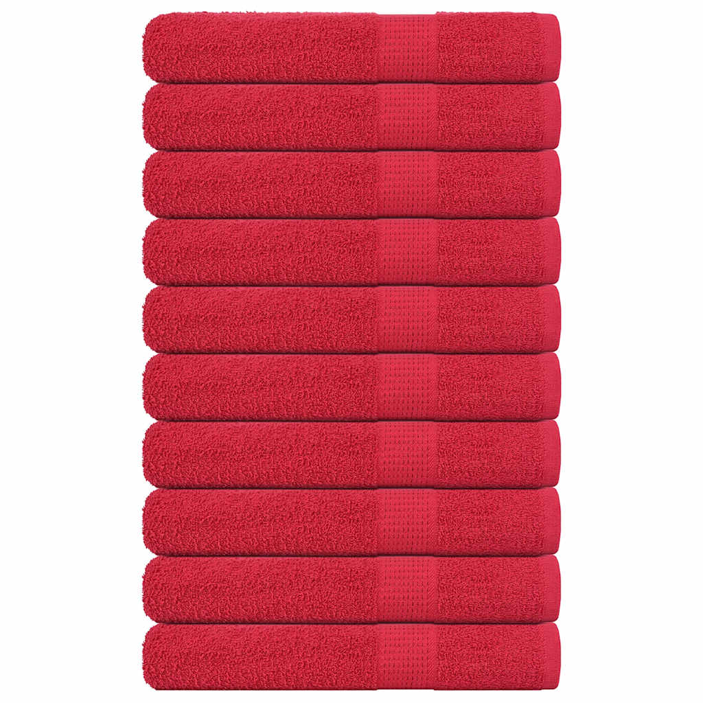 Vidaxl -håndklær 10 stk 100x200 cm 360 g m² 100% bomulls rød