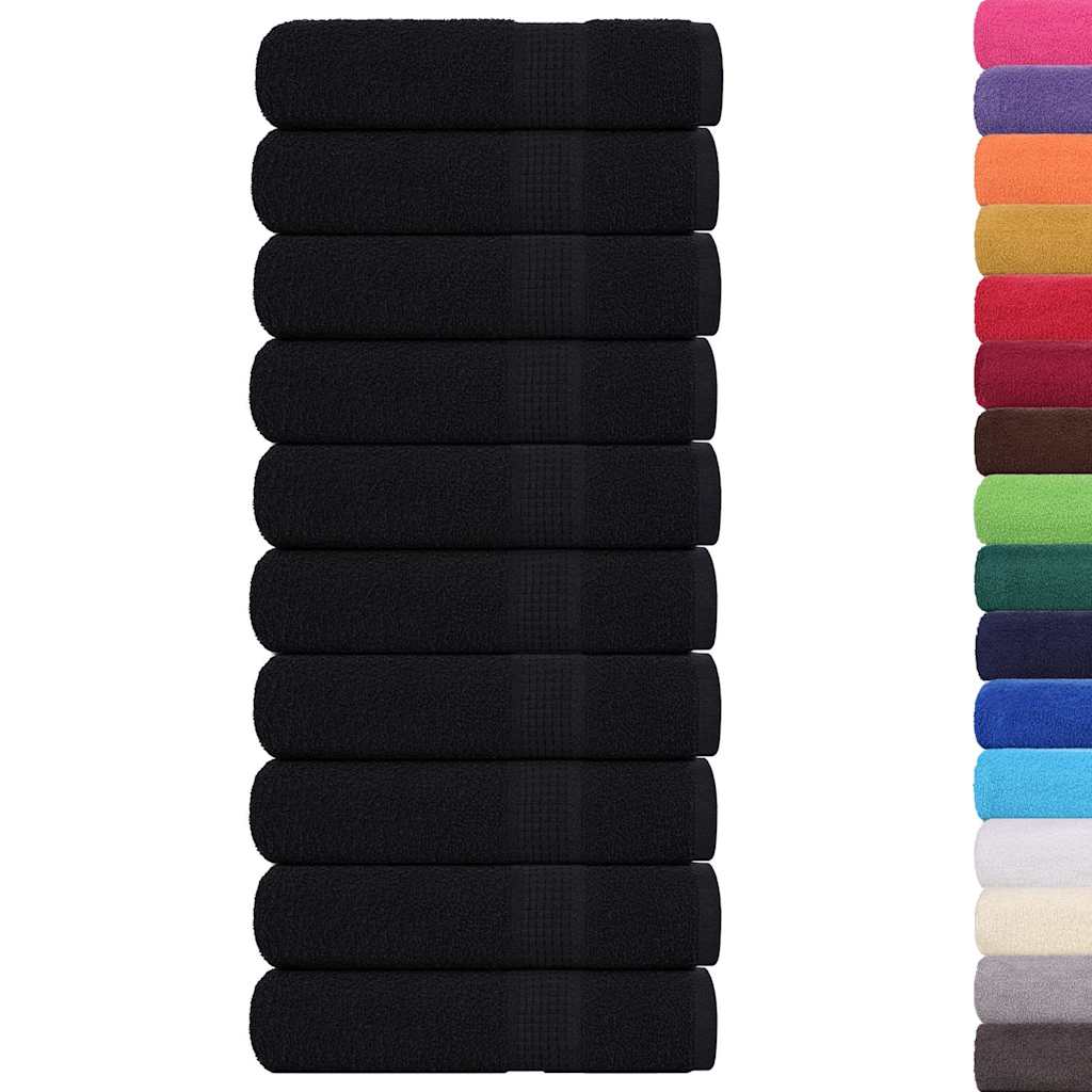 Vidaxl brisače 10 St 50x100 cm 360 g m² 100% bombažne črne barve