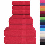 Vidaxl 8-piece towel set 360 g m² 100% cotton red