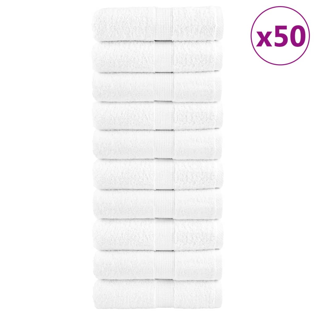 Vidaxx débarbouillettes premium solund 50 pièces blanc 30x30 cm 600 g m²