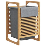 Vidaxl wasmand met grijze zak 32x30x36,5 cm bamboe