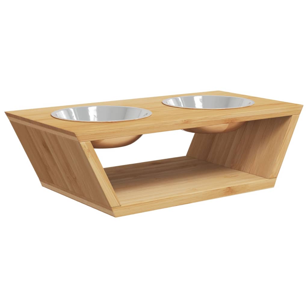 Tazones de alimentación para perros Vidaxl elevados 35.5x18x10.5 cm de bambú