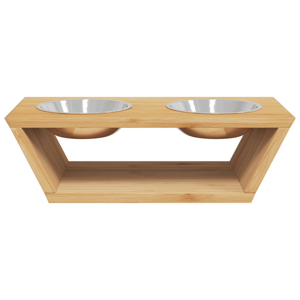 Tazones de alimentación para perros Vidaxl elevados 35.5x18x10.5 cm de bambú