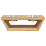 Tazones de alimentación para perros Vidaxl elevados 35.5x18x10.5 cm de bambú