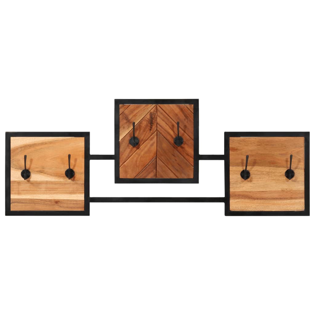 Vidaxl Wall Coat Rack 90x1x35 cm Solid Acacia tre og jern