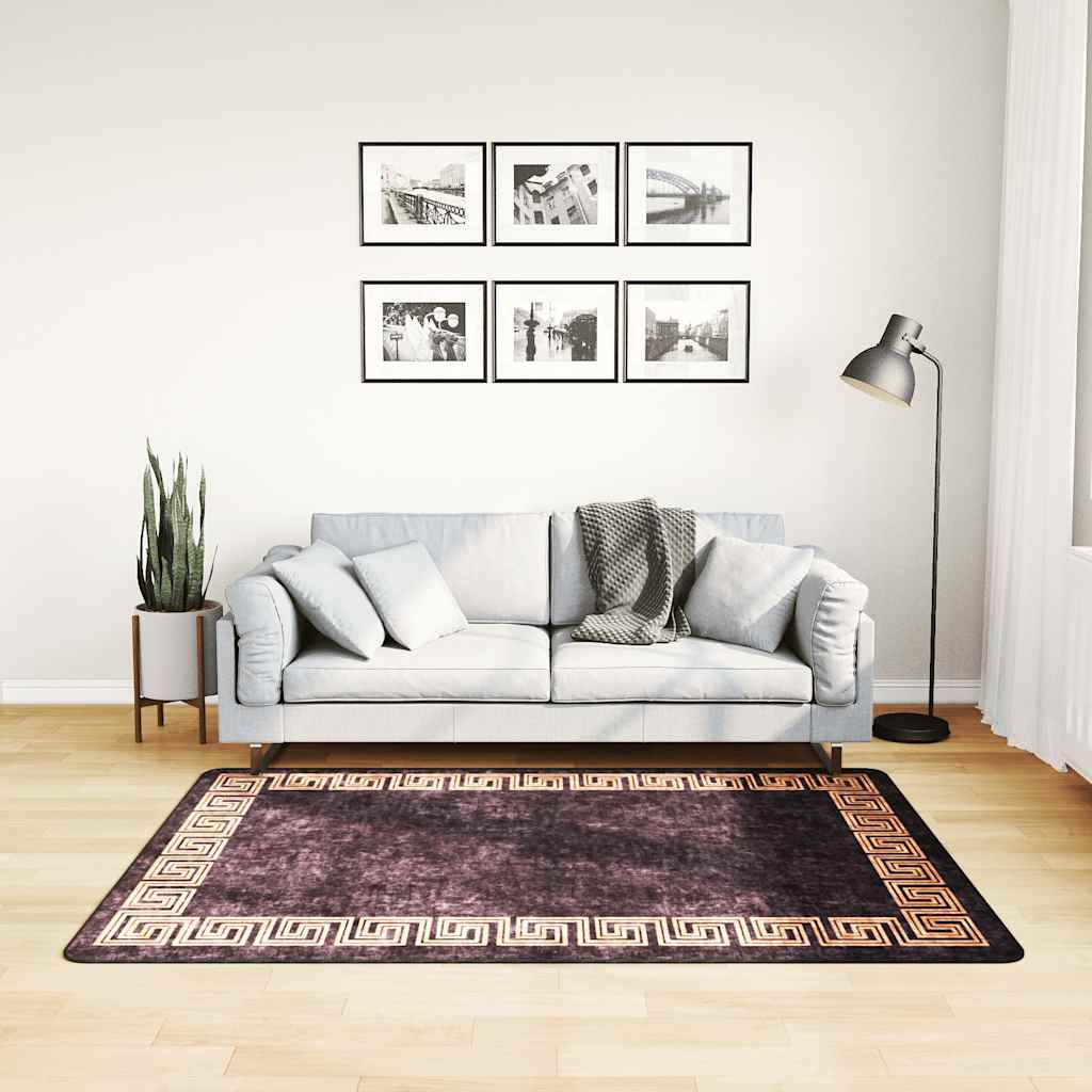 Vidaxl rug washable anti-slip 120x170 cm black and gold colored
