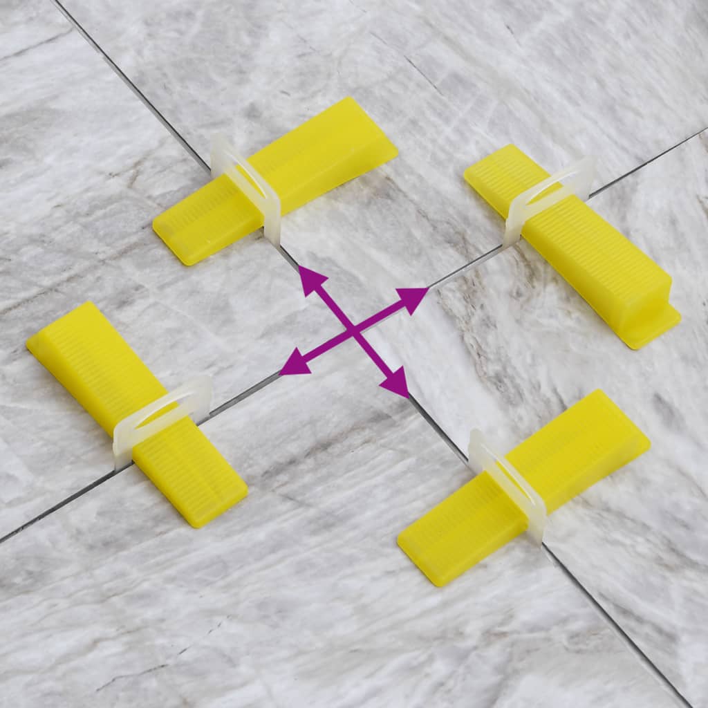 VidaXL Nivelling system for tiles 250 wedges 500 clamps 1.5 mm