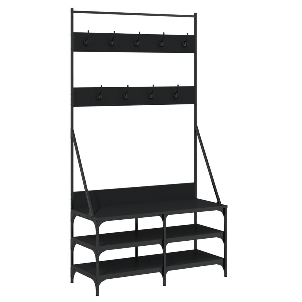 Vidaxl kledingrek met schoenenrek 100x40x184 cm zwart