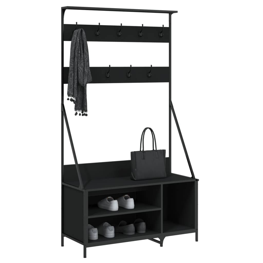 Vidaxl Kleeder Rack mat Schong Rack 100x41x184 cm schwaarz