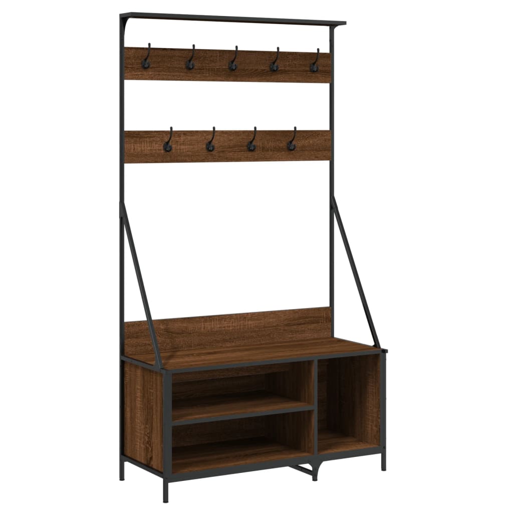 Vidaxl clothes rack with shoe rack 100x41x184 cm brown oak color