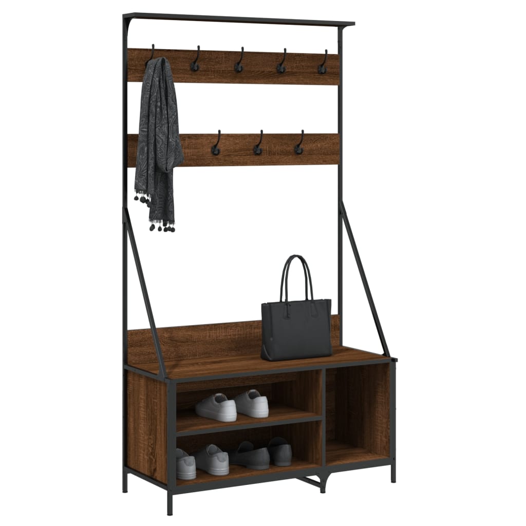 Vidaxl clothes rack with shoe rack 100x41x184 cm brown oak color