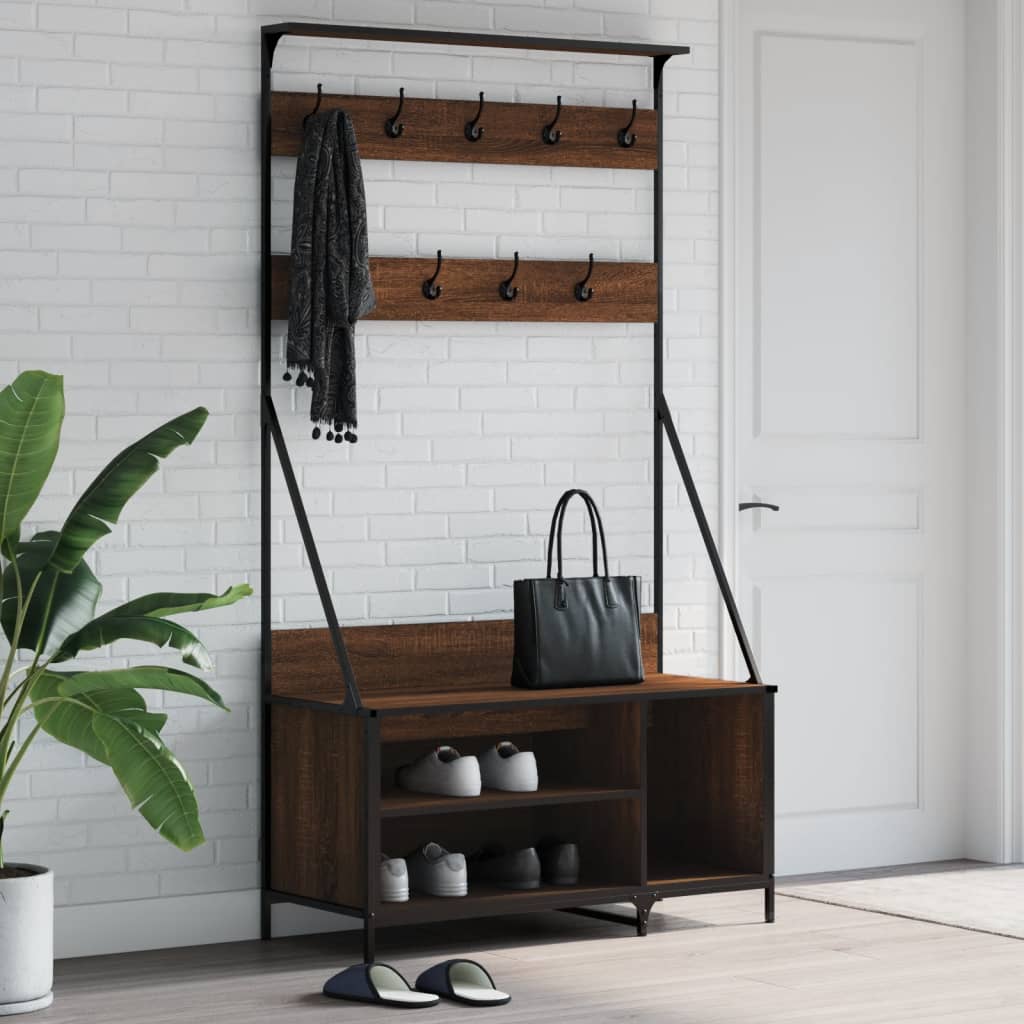 Vidaxl clothes rack with shoe rack 100x41x184 cm brown oak color