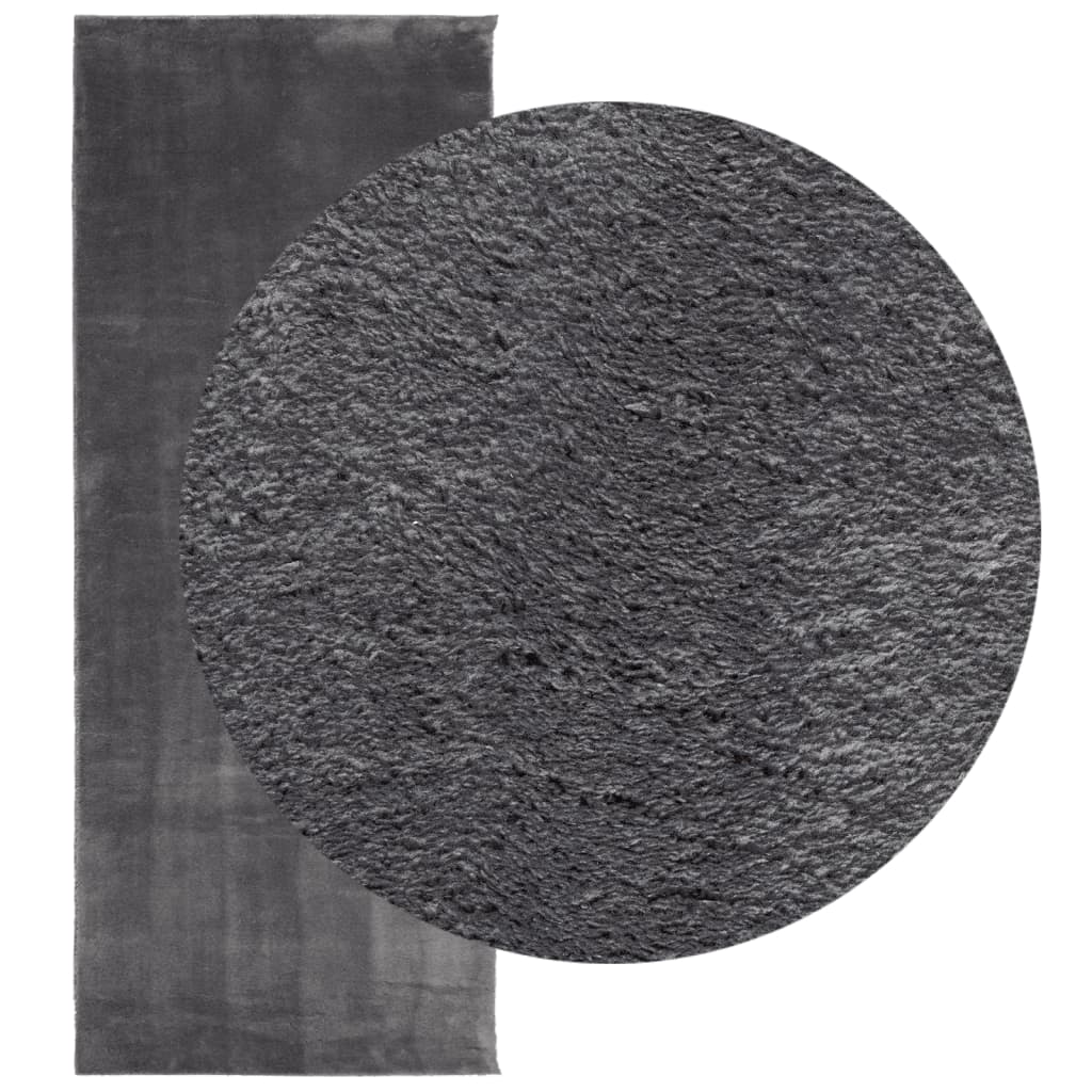 Vidaxl rug harte low -pole mëll wäschen 80x200 cm Anthracit