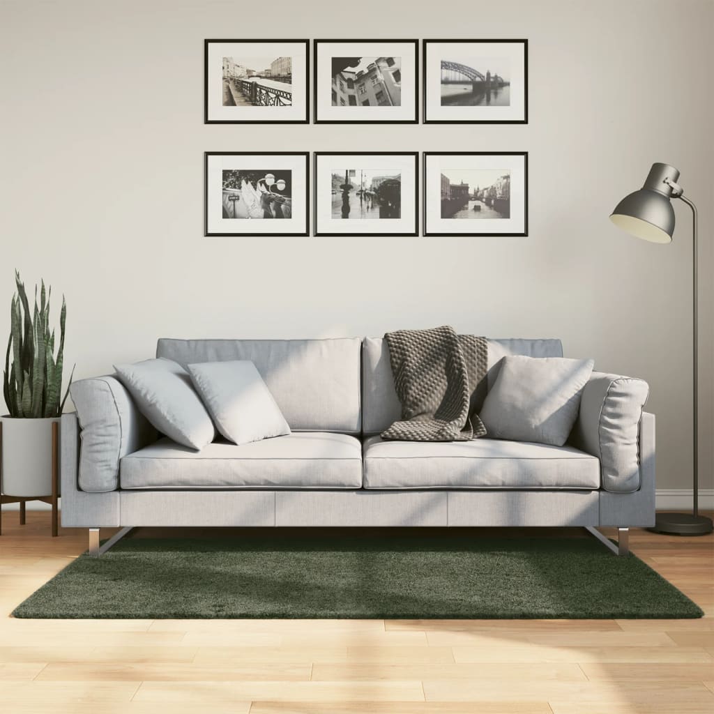 Vidaxl rug Huarte low -pole soft washable 80x150 cm forest green