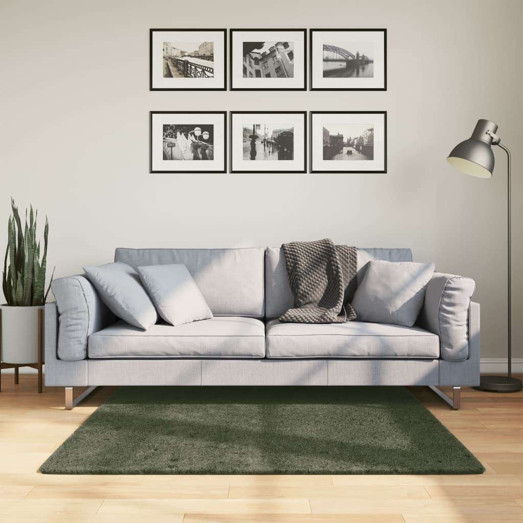 Vidaxl rug Huarte low -pole soft washable 120x120 cm forest green
