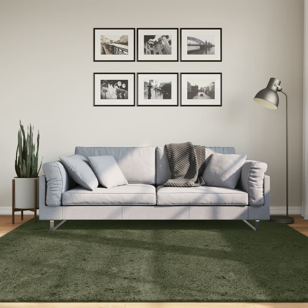Vidaxl rug Huarte low -pole soft washable 200x200 cm forest green