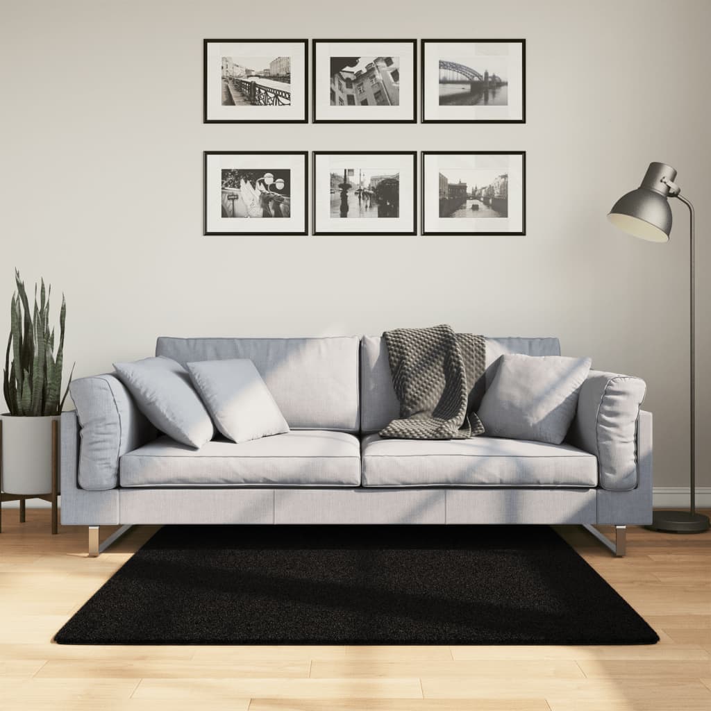 Vidaxl Rug Huarte Low -Pole blød vaskbar 120x120 cm sort