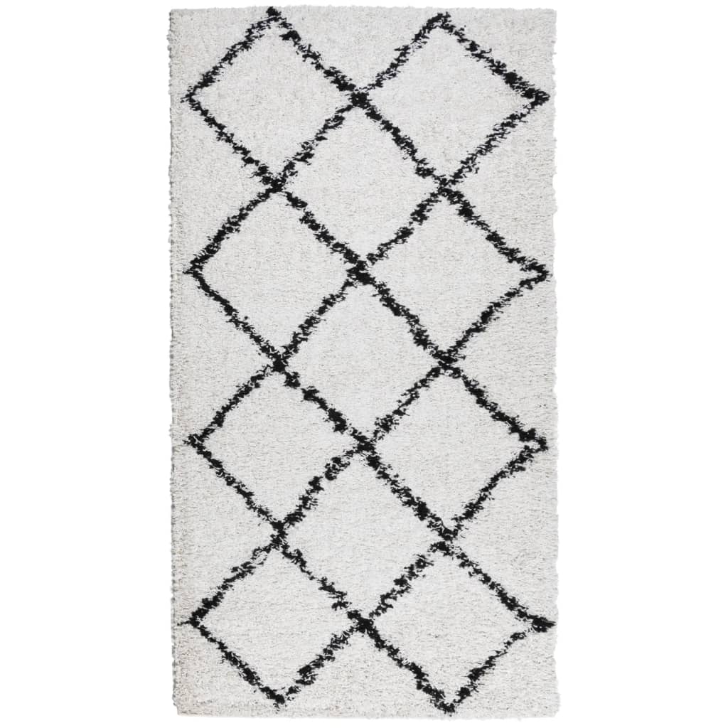 Vidaxl Teppich Pamplona Shaggy hochpol 60x110 cm Creme und schwarz