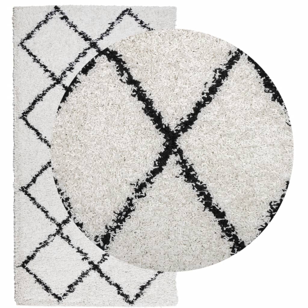 Vidaxl Teppich Pamplona Shaggy hochpol 60x110 cm Creme und schwarz