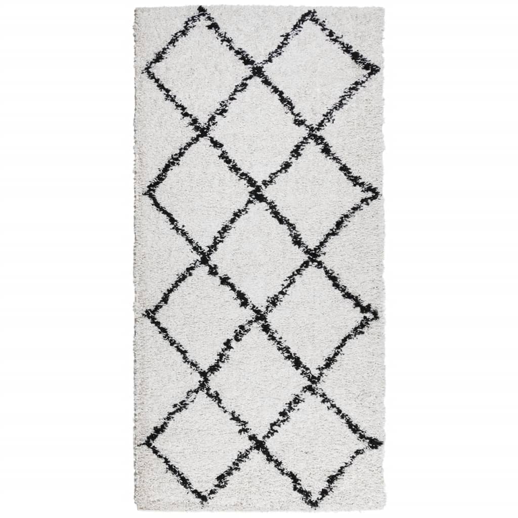 Vidaxl vloerkleed pamplona shaggy hoogpolig 100x200 cm crème en zwart