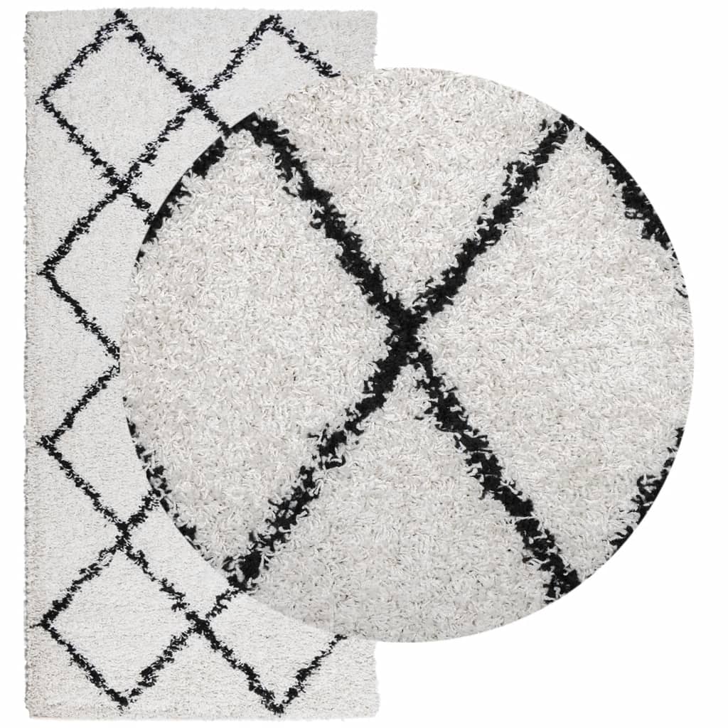 Vidaxl vloerkleed pamplona shaggy hoogpolig 100x200 cm crème en zwart
