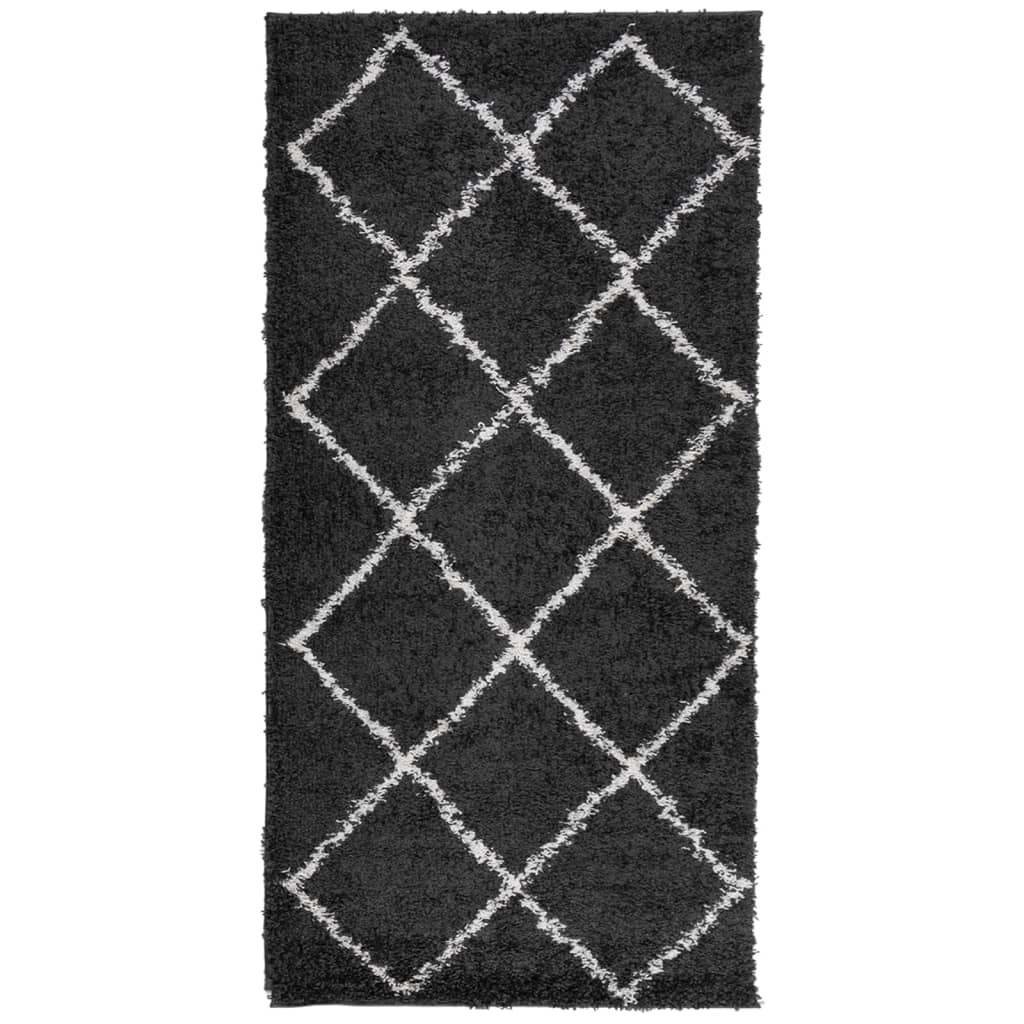 Vidaxl rug Shaggy high pile modern 100x200 cm black and cream
