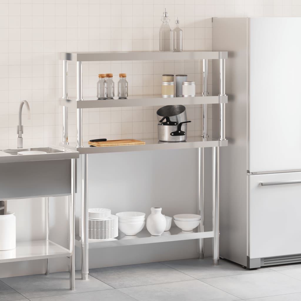 Mesa de trabajo de cocina Vidaxl con bovenschap 110x30x150 cm de acero inoxidable