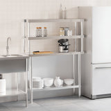 Mesa de trabajo de cocina Vidaxl con bovenschap 110x30x150 cm de acero inoxidable