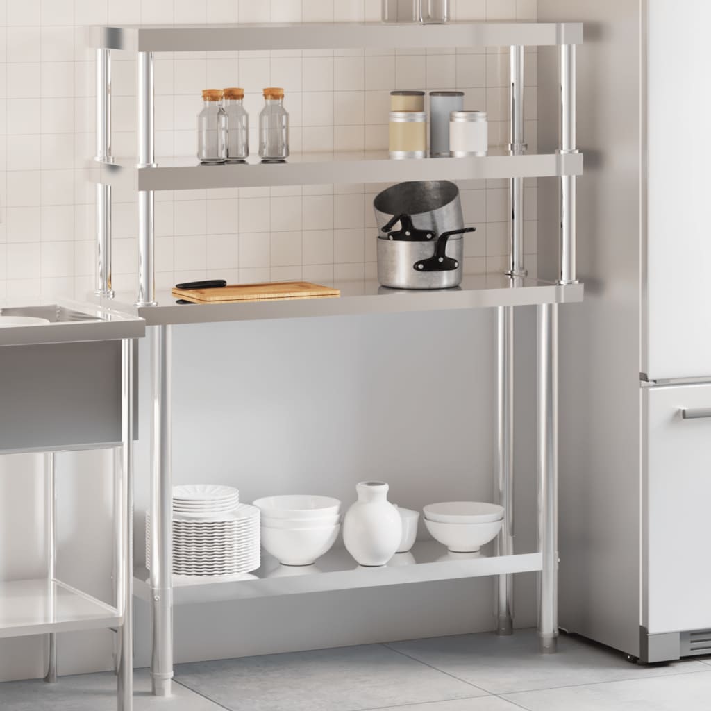 Mesa de trabajo de cocina Vidaxl con bovenschap 110x30x150 cm de acero inoxidable