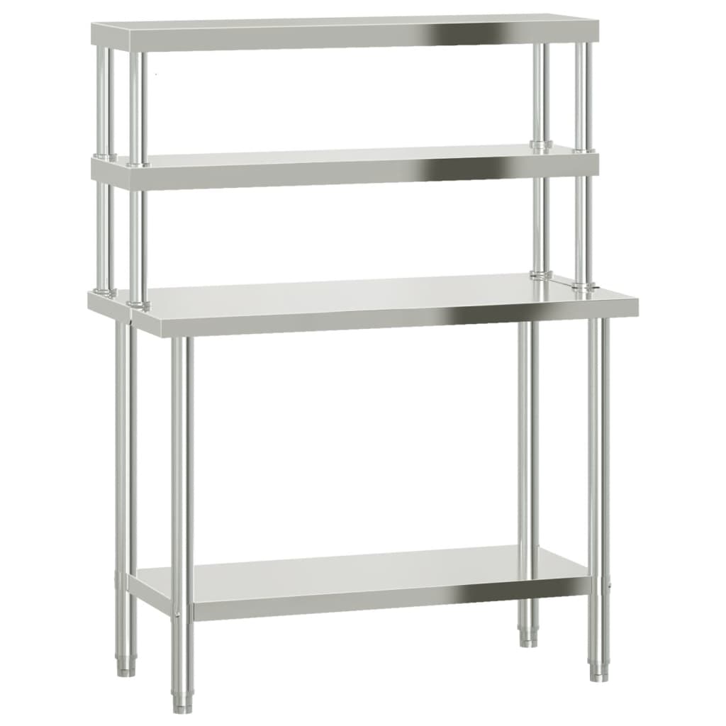 Mesa de trabajo de cocina Vidaxl con bovenschap 110x55x150 cm de acero inoxidable