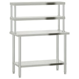 Mesa de trabajo de cocina Vidaxl con bovenschap 110x55x150 cm de acero inoxidable