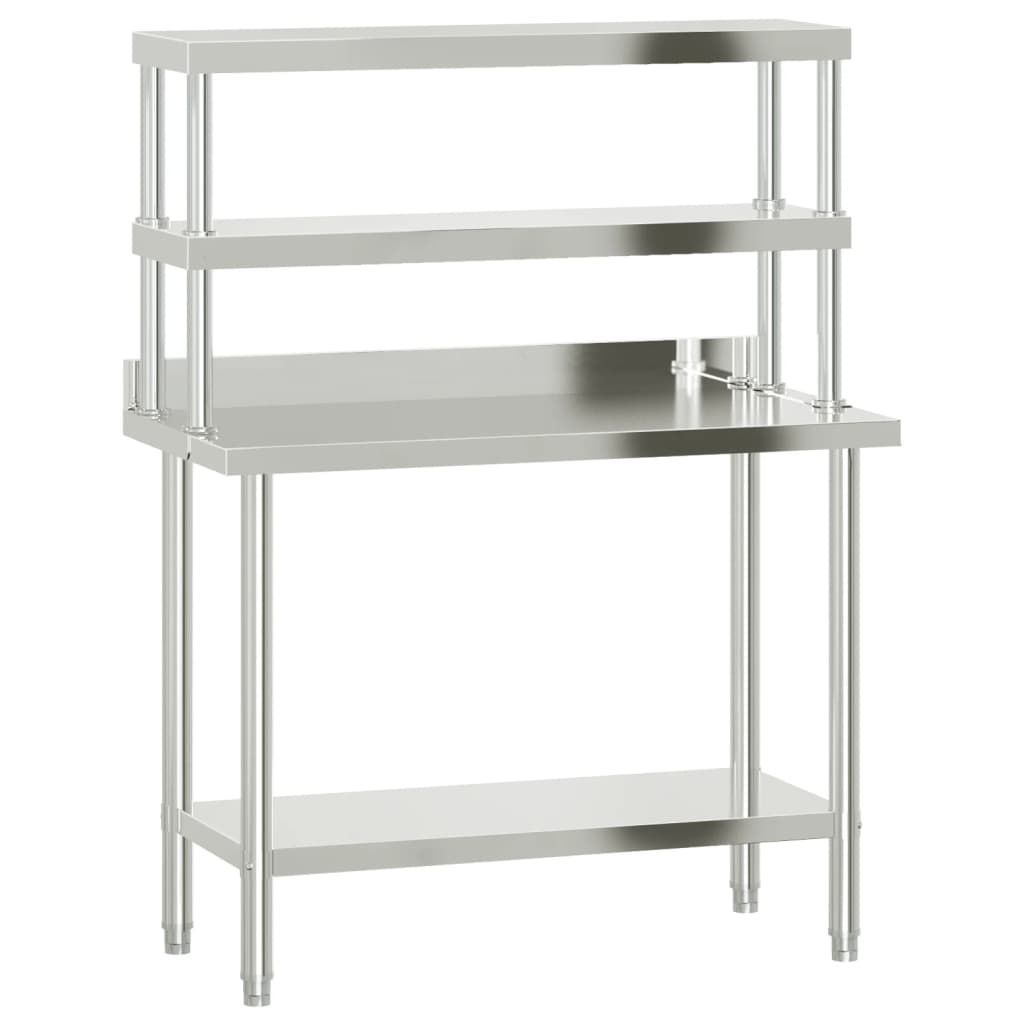 Mesa de trabajo de cocina Vidaxl con bovenschap 110x55x150 cm de acero inoxidable
