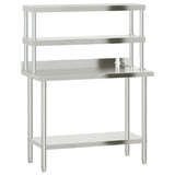 Mesa de trabajo de cocina Vidaxl con bovenschap 110x55x150 cm de acero inoxidable