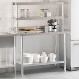 Mesa de trabajo de cocina Vidaxl con bovenschap 110x55x150 cm de acero inoxidable