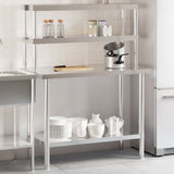 Mesa de trabajo de cocina Vidaxl con bovenschap 110x55x150 cm de acero inoxidable