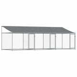 Vidaxl Hunddach mit Dach und Türen 6x2x2 m verzinkter Stahl grau