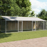 Vidaxl Hunddach mit Dach und Türen 6x2x2 m verzinkter Stahl grau