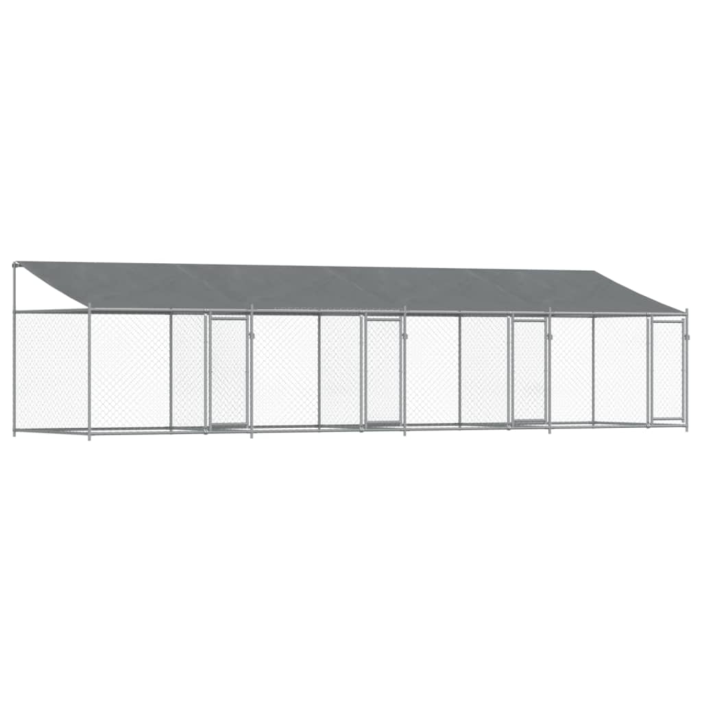 Vidaxl Hunddach mit Dach und Türen 8x2x2 m verzinkter Stahl grau