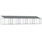 Vidaxl dog loft with roof and doors 10x2x2 m galvanized steel gray