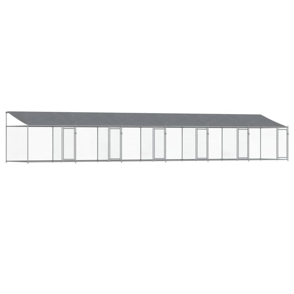 Vidaxl Hunddach mit Dach und Türen 12x2x2 m verzinkter Stahl grau