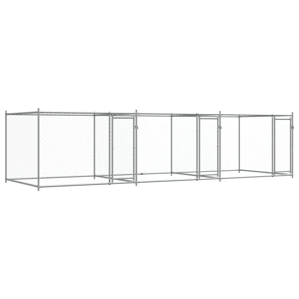 Vidaxl Dog Loft z drzwiami 6x2x1,5 m ocynkowana stalowa szarość