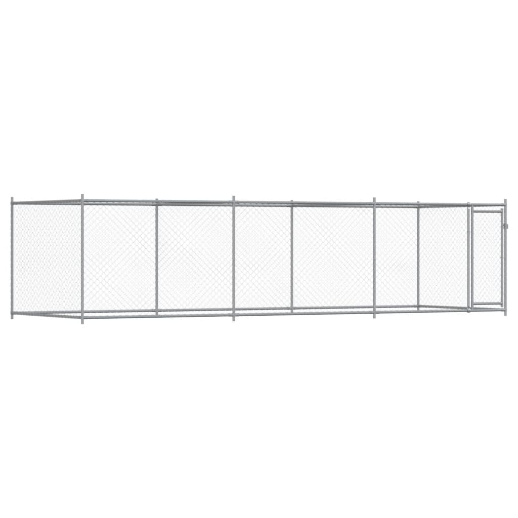 Vidaxl Dog Loft z drzwiami 6x2x1,5 m ocynkowana stalowa szarość